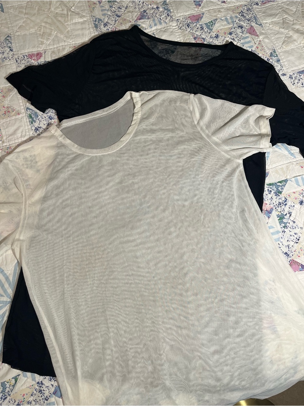 Sheer mesh shirt dress swim coverup Black & White